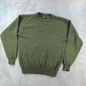 CLUBFELLOW Men's Sweater M Green Wool Pullover Crew Neck Long Sleeve Knit Solid